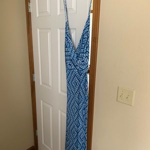blue & white “tulia” maxi dress